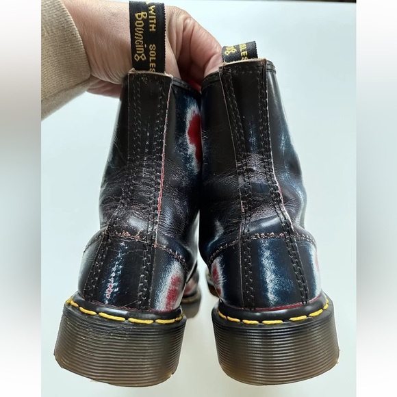 Vintage 90s Dr Martens Red & Blue Rub Off Combat Punk Boots Size 5 UK ENGLAND - Picture 5 of 11